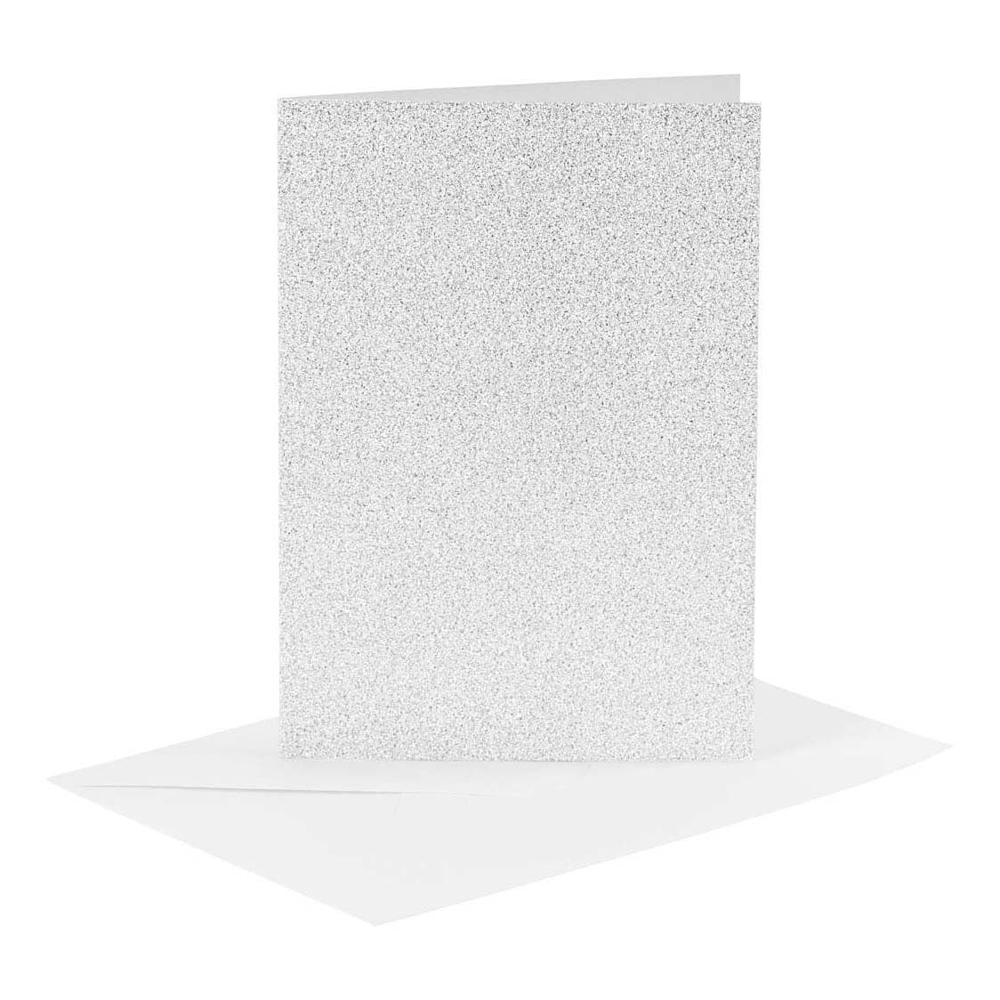 Kaarten en Enveloppen 10,5x15cm Glitter Zilver - 4st.