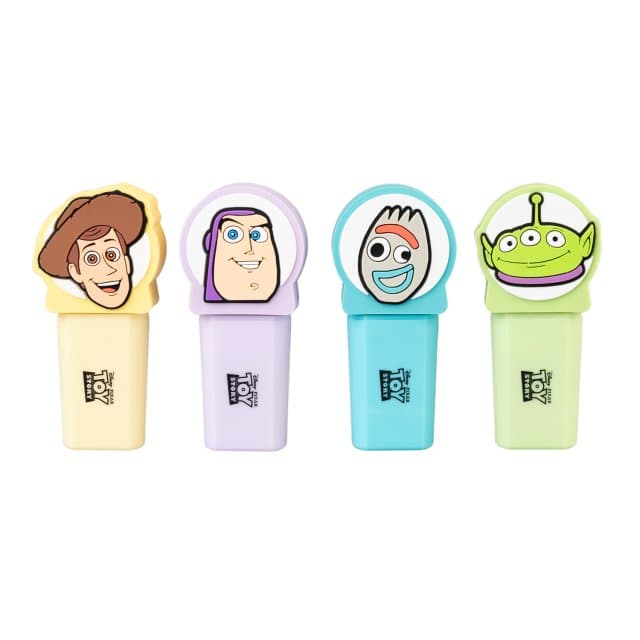 DISNEY PIXAR TOY STORY SET OF 4 HIGHLIGHTERS WITH TOPPERS