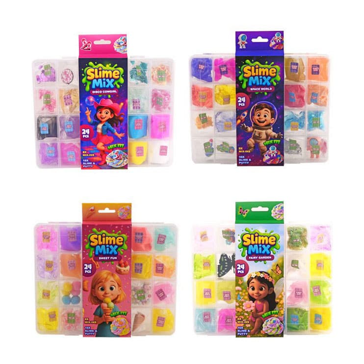 Putty, slime & accessoires mix-in jumbo pack, 24 pcs - assorti